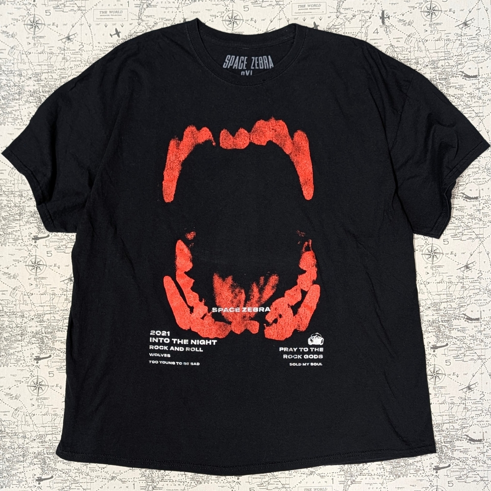 Space Zebra 2021 Aftershock Festival Black and Red Graphic Tee Size 2XL